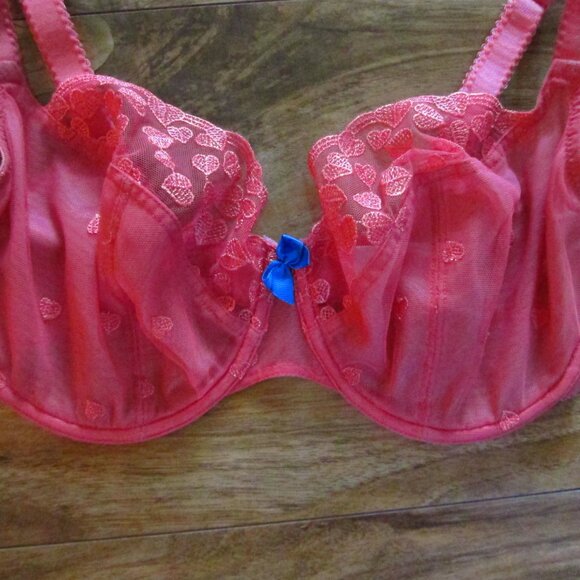 Panache Cleo Hot Pink Kali Unlined Sheer Balconette Underwire Bra Size 32H - Picture 2 of 8